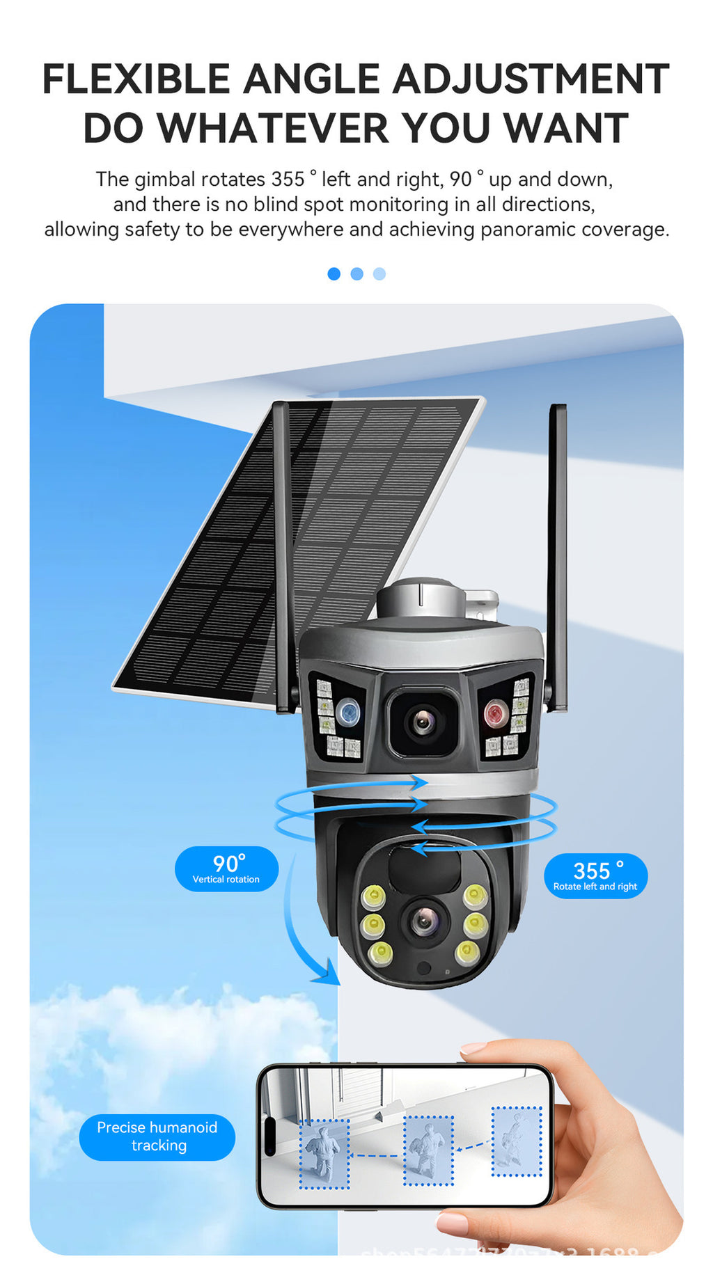 Factory direct sales V380PRO Binocular dual-screen solar-powered low-power outdoor4G Wireless Surveillance Camera