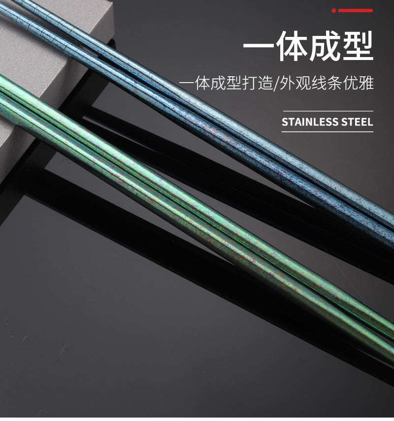 Pure Titanium Crystal Chopsticks for Home and Outdoor Use, Light Luxury Colorful Ice Flower Chopsticks23cm Half Square Chopsticks Restaurant Antibacterial Titanium Chopsticks