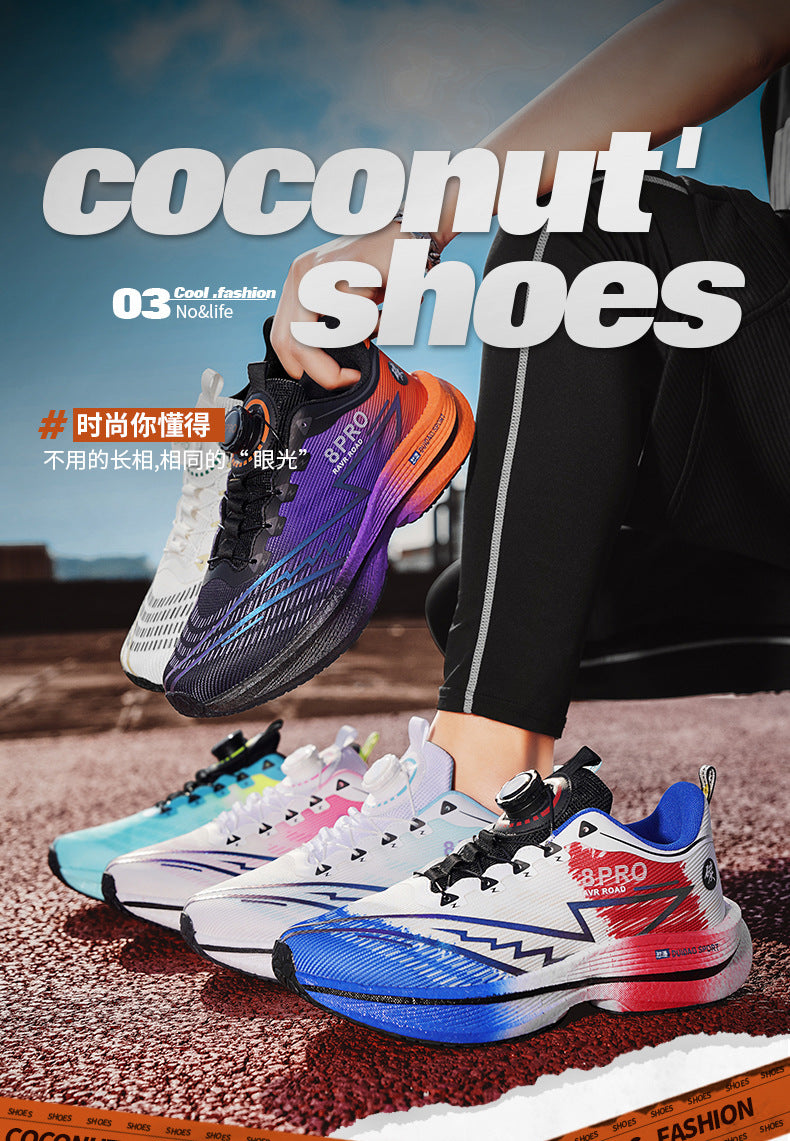 2025New8pro Full Palm Carbon Plate Racing Shock Absorption Running Shoes Men and Women Couples Rotating Buckle Youth Shoes Sports