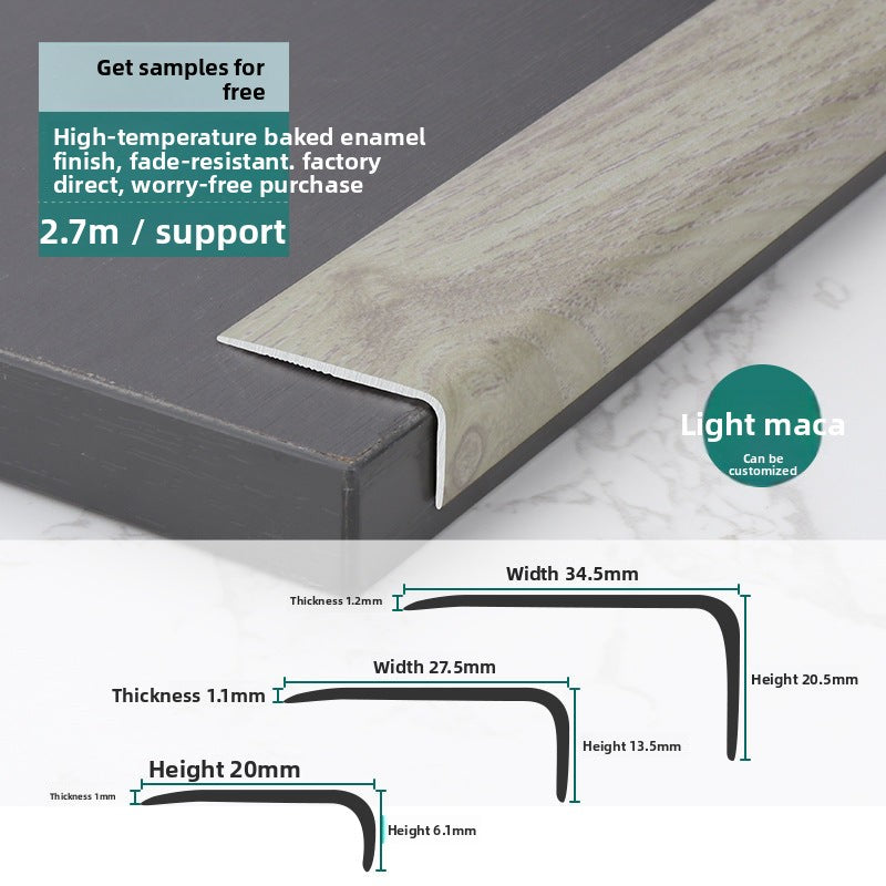Aluminum alloy wood floor edge trim strip floor finishing strip L Wood grain trim strip7Door threshold trim edge sealing strip