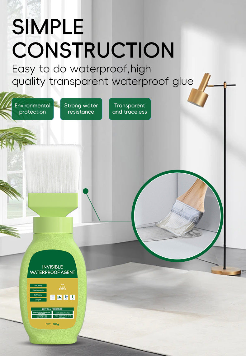 Waterproof Material Transparent Waterproof Glue Bathroom Waterproof Coating No-Brick Smashing Glue Acrylic Invisible Waterproof Agent