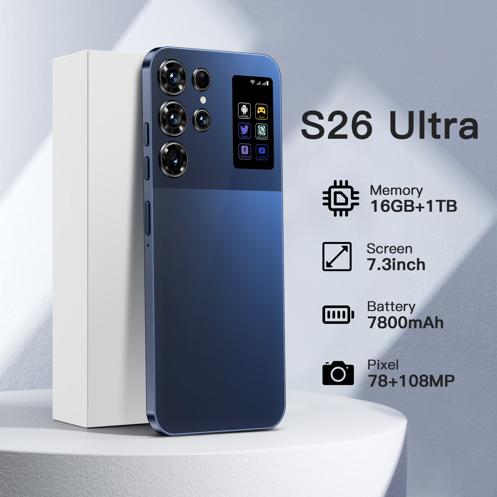 Popular S26 Ultra Mobile Phone16+1TB Android7.3Inch Large Screen Hot Selling on AliExpress