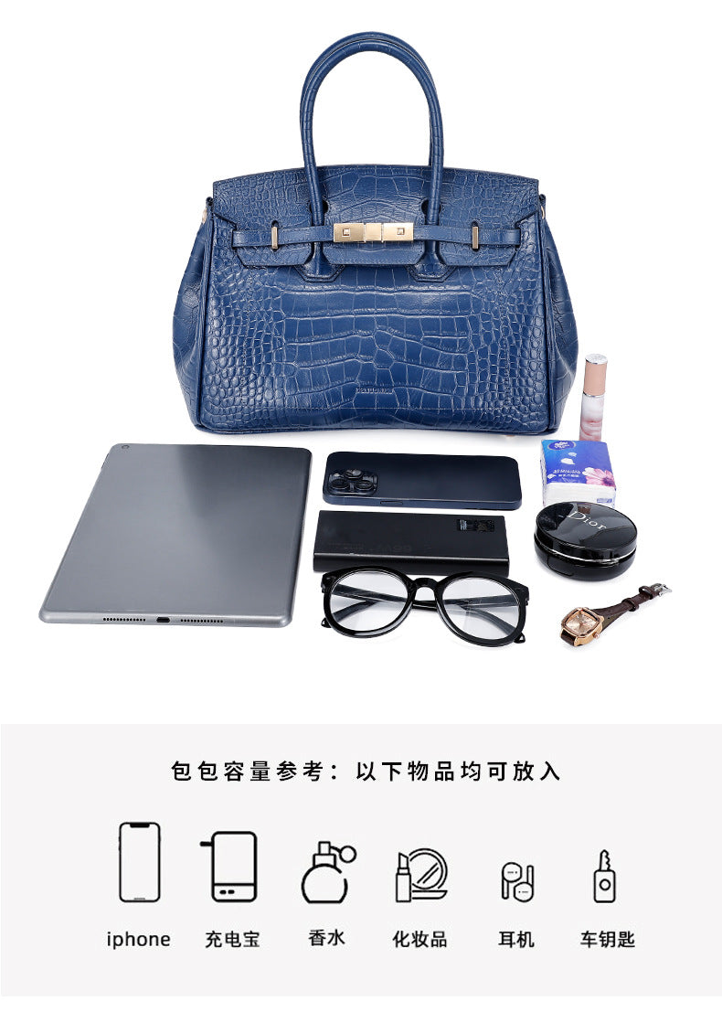 European and American New Style Platinum Bag Women Genuine Leather Handbag Fashion Women's Bag Crossbody Bag Niche Versatile Shoulder Bag Large Capacity