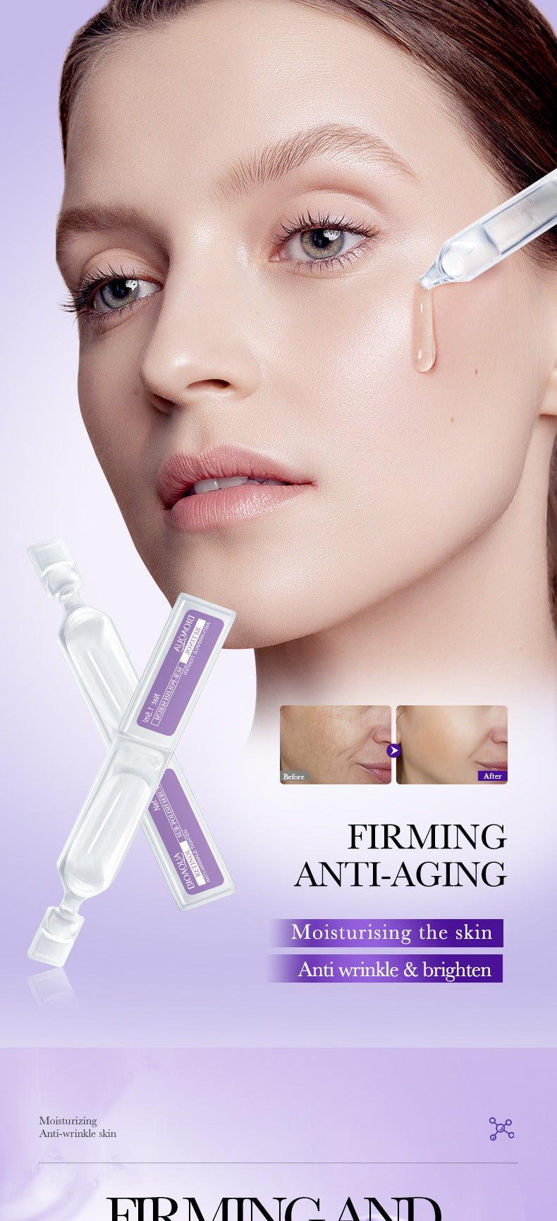 Retinol Anti-Wrinkle Serum BIOAOUA Firming and Moisturizing Single-use Essence Liquid  Wholesale