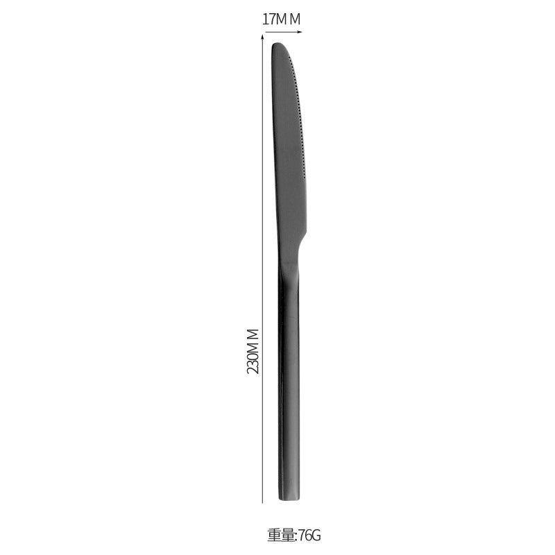 410Stainless Steel Tableware Hotel Restaurant Thickened Square Handle Knife Fork Spoon Set Western Food24Set of Steak Knives and Forks