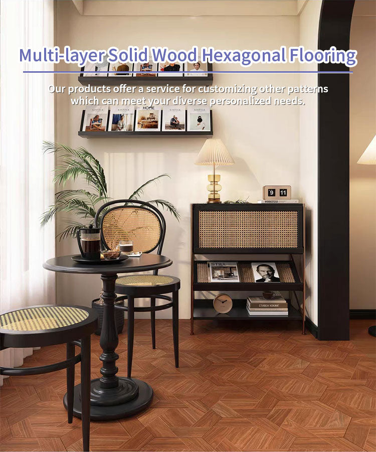 Luxury 18mm Multilayer Hexagon Oak Parquet Flooring | Customizable Thick Waterproof Engineered Oak Flooring for Living Rooms
