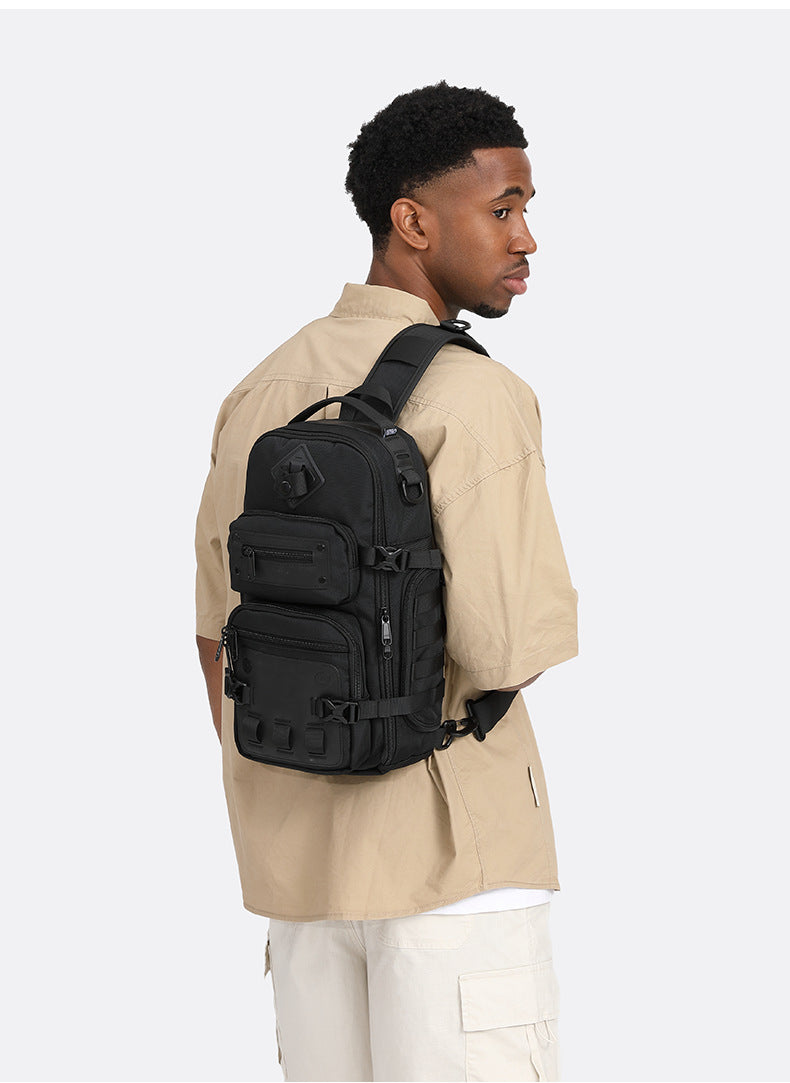 OZUKO Tactical Chest Bag Men's Crossbody Bag Shoulder Bag Men's Outdoor Sports Waterproof High-Quality Men's Bag