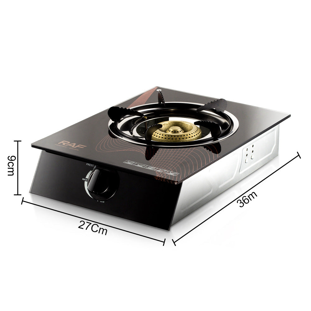 European Standard Gas Stove Single Burner Household Liquefied Gas Tabletop Flameout Protection Glass Rotating High Heat Natural Gas R.8034