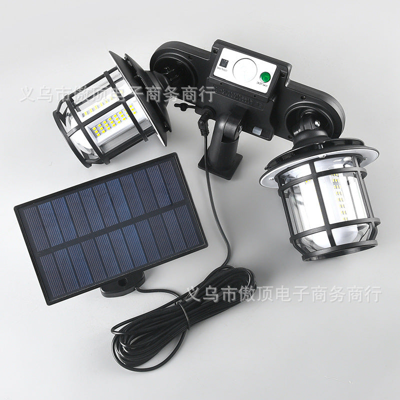 New Double-Head Retro Solar Ground Plug Light Human Body Sensing Split Light Home Wall Lighting Remote Control Light