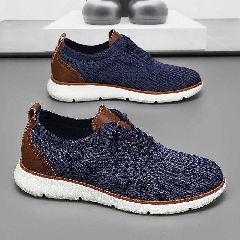Foreign Trade Large Size Men's Shoes Lightweight Casual Sports Shoes Breathable Flyknit Mesh Loafers One-Piece Dropshipping Fashion Versatile