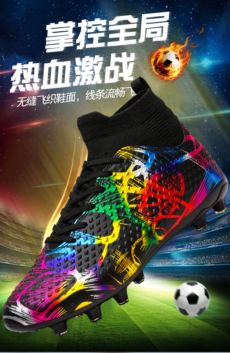 Youth Football Shoes Men and Women Long Spikes Adult Professional Sports Training Shoes Artificial Grass Non-Slip Wear-Resistant Competition Shoes