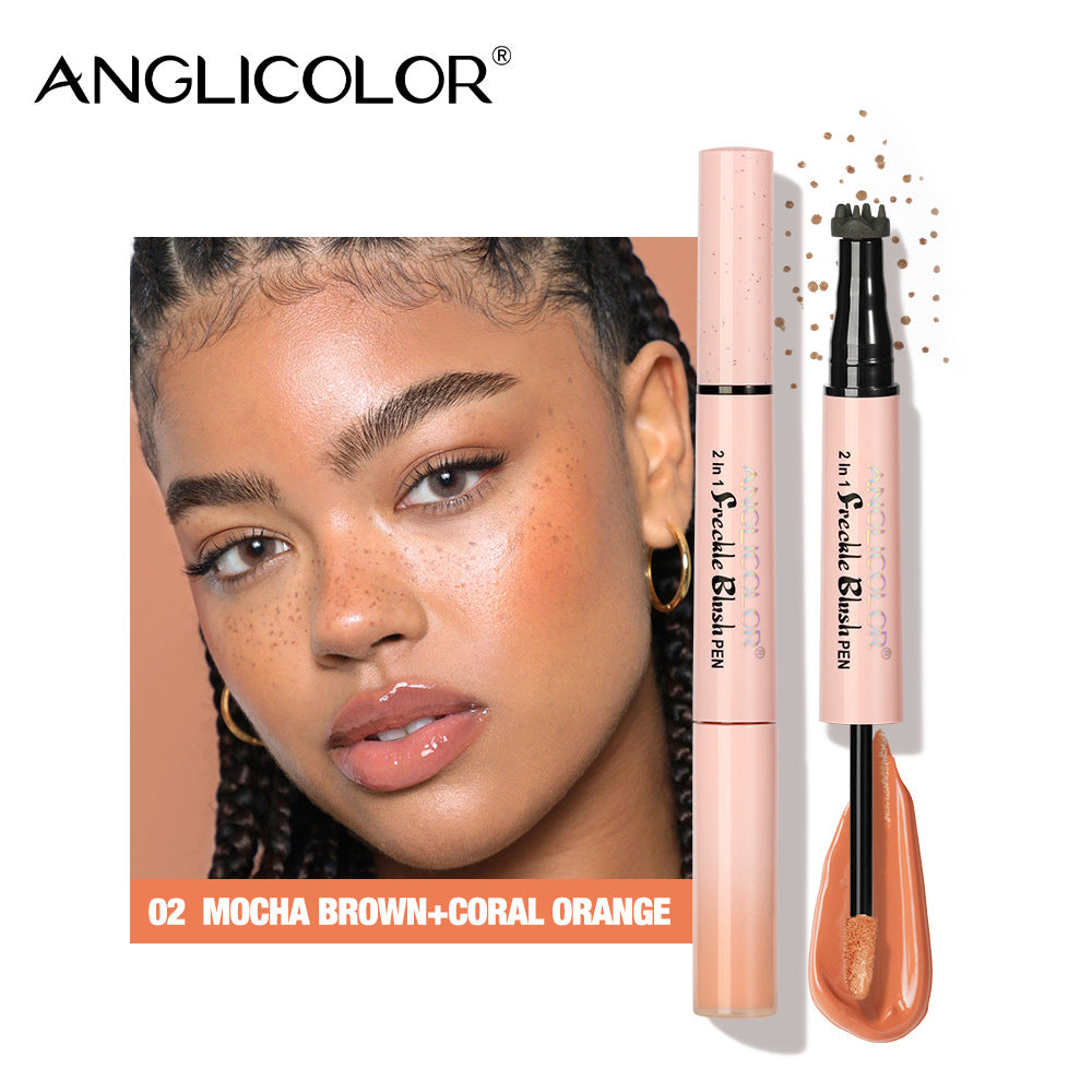 Dual-Head Freckle Pen Blush Liquid Two-in-One Natural Spot Enhancer Waterproof Long-Lasting Mole Spot Pen