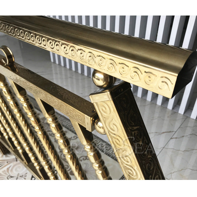 Ornamental Balustrade Luxury Type Casting Brass Gold Stair Handrails