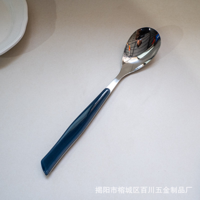 Gift Tableware5Main Stainless Steel Knife Fork Spoon Plastic Handle Hotel Real Tableware Western Knife Fork Spoon Set