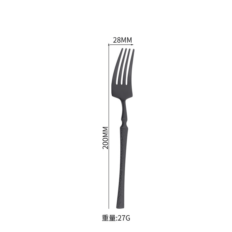 410Stainless Steel Cutlery Hotel Restaurant Hammered Knife Fork Spoon Set Western Small Waist Bark Pattern Steak Knife Fork