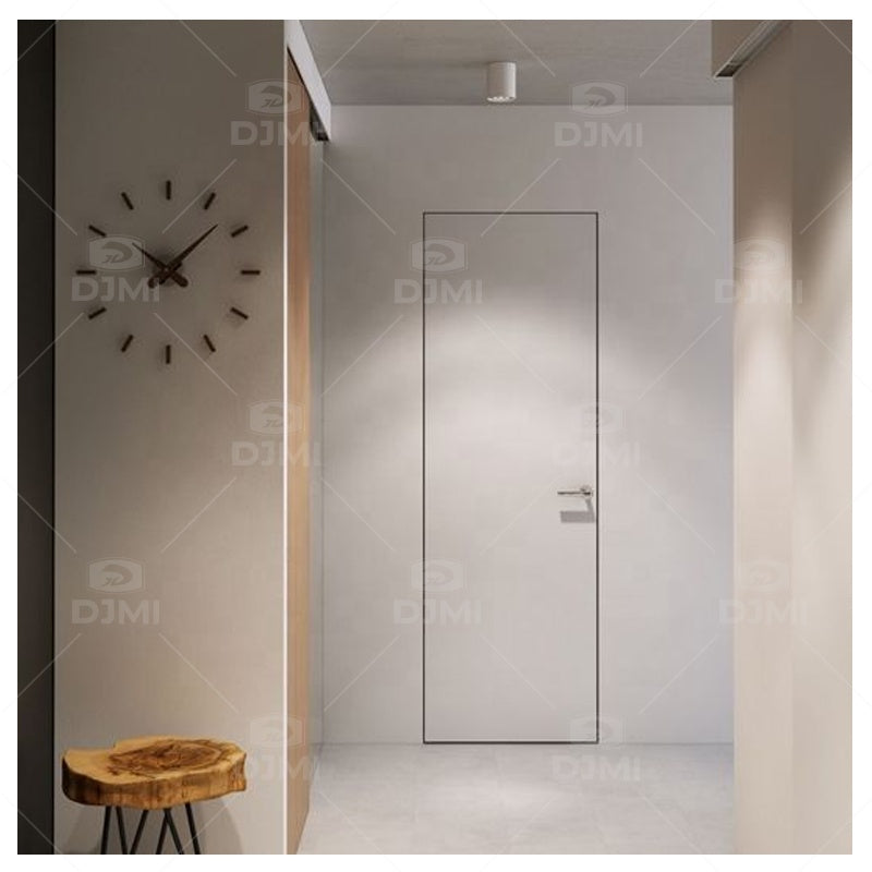 Grille Design Wooden Hidden Wall Doors Invisible Door Modern Interior Bedroom Flush Frameless Door