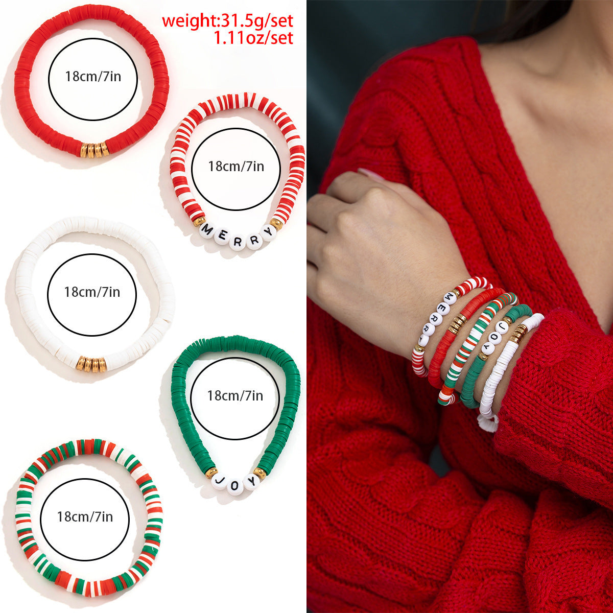 Women's Holiday Gift Bracelet Santa Claus Set Snowman Soft Clay Ornaments European and American Christmas Bracelet