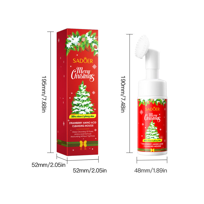 Christmas Strawberry Amino Acid Cleansing Mousse SADOER Cleansing facial cleanser  foreign trade wholesale