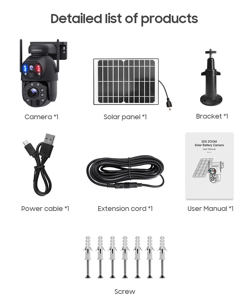 Factory Direct Sales Binoculars6MP Solar HD Outdoor Bullet Camera with Motion Detection202x Zoom Night Vision Camera