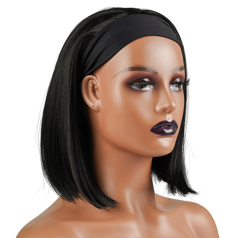 European Hair Band Wig Headband Medium Short Straight Hair African Headscarf Bob Trendy Element Bangs
