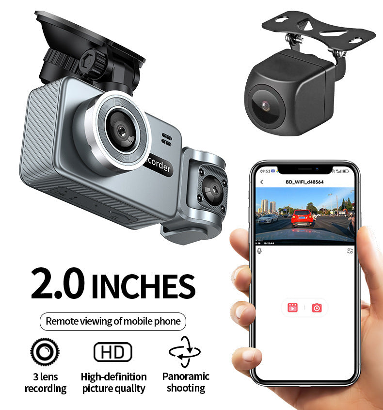 New Hd1080P Three-Channel Dash Cam wifi Mobile Phone Interconnect Car Dash Cam DashCam