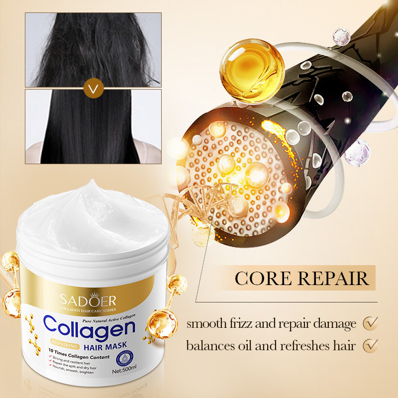 Collagen Smooth Hair Mask500ml SADOER Nourishing and Fluffy Hair Conditioner  Wholesale