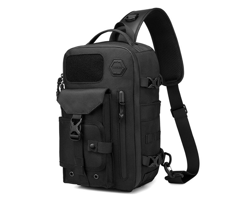 OZUKO Tactical Chest Bag Men's Waterproof Crossbody Bag Outdoor Sports Small Backpack Trendy Shoulder Portable Men's Bag