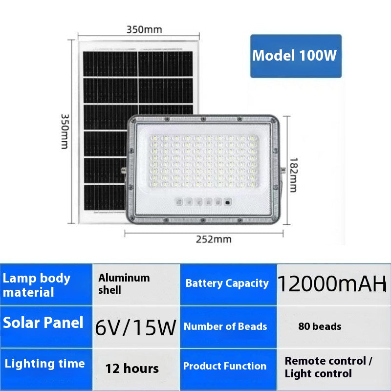 High-Power Outdoor Household Garden Solar Flood Lights Waterproof Rural Engineering Street Lighting Investment Cross-Border