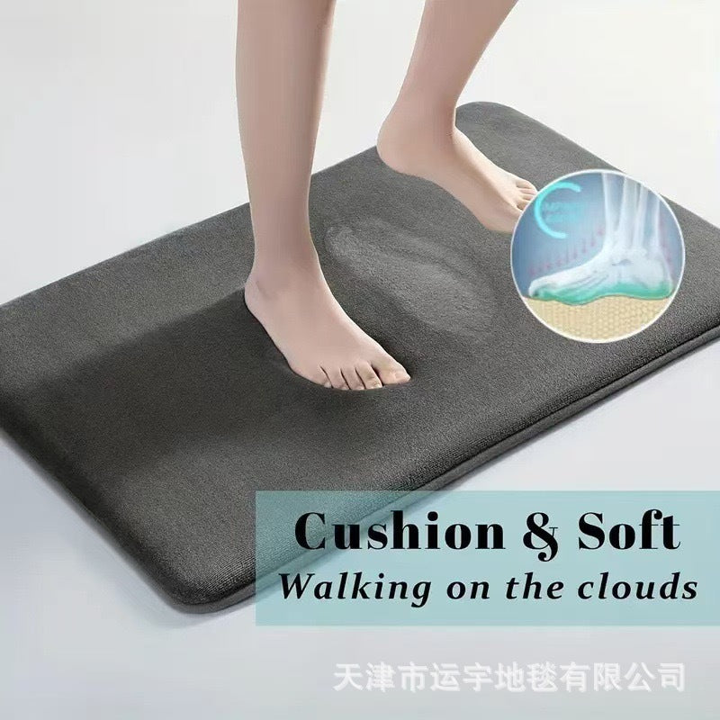Solid Color Coral Fleece Bathroom Mat Entrance Water Absorption Foot Mat Dirt-Resistant Non-Slip Mat Manufacturer