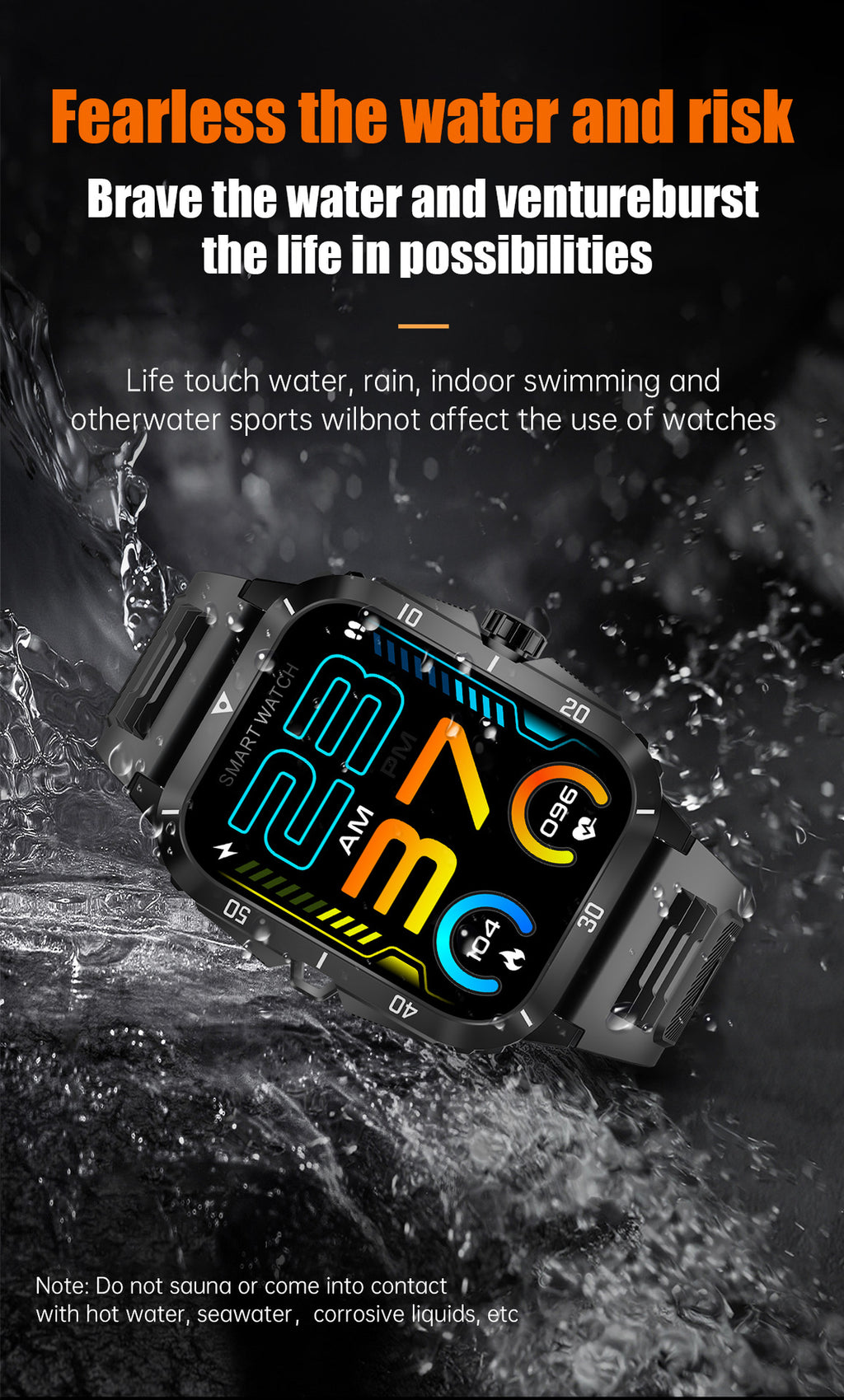 KT71Smart Watch Bluetooth Call True Heart Rate Step Sleep Monitoring3ATM Deep Waterproof Sports Tri-Proof
