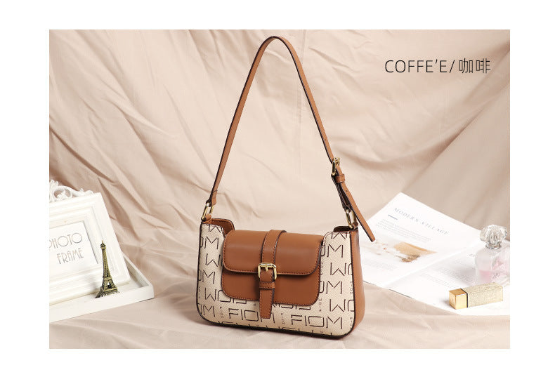 2024New Fashion Women's Bag Trendy Cowhide Letter Underarm Bag Niche Women's Shoulder Handbag