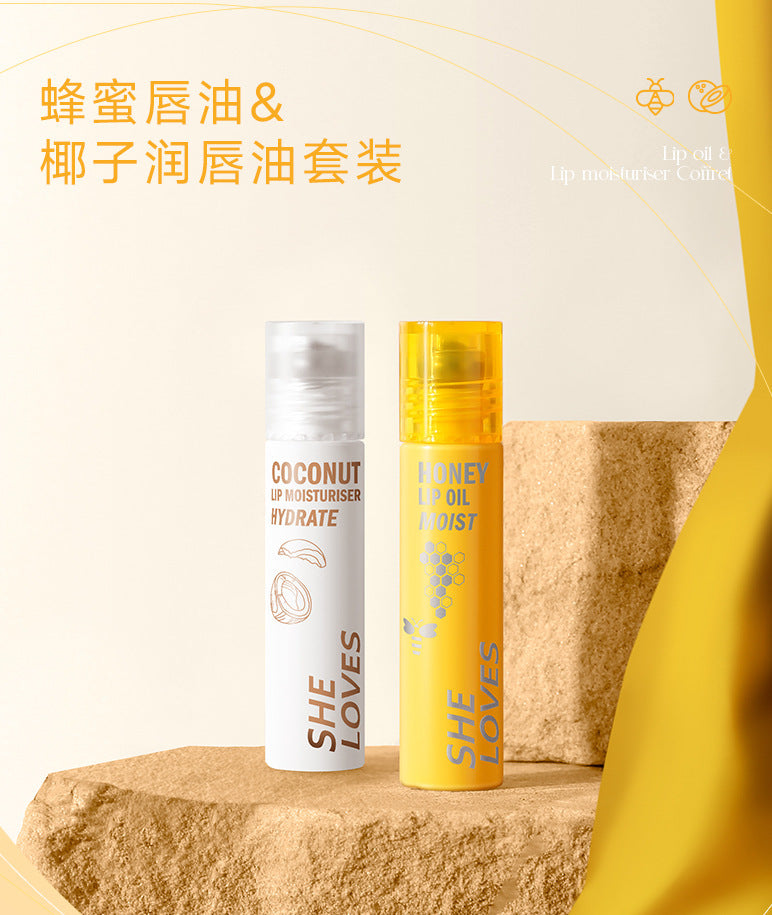 Honey Coconut Roll-On Lip Oil Long-lasting lightening lip lines moisturizing nourishing transparent glossy glass lip gloss