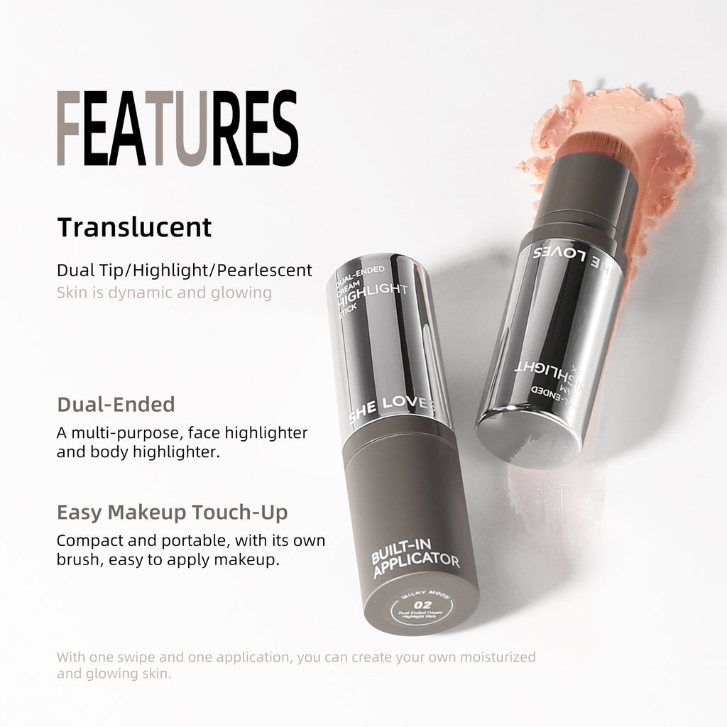 Exclusive Supply sheloves Double-ended Highlight Stick European and American Makeup Pearlescent Fine Flash Brightening Water Light Cream Highlight