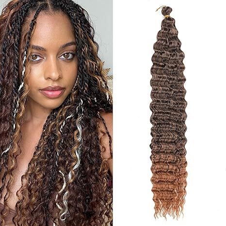 European and American Style Synthetic Hair Domestic Wig Crochet Hair Extensions Curly Hair Piece Deep Wave Bulk hair 30in120g