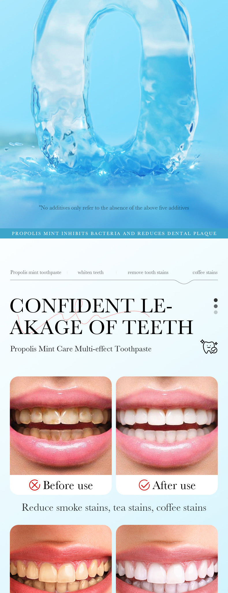 Mint Toothpaste100gSADOER Propolis Sea Salt Ginger Cleans Tartar Strengthens Teeth  Wholesale