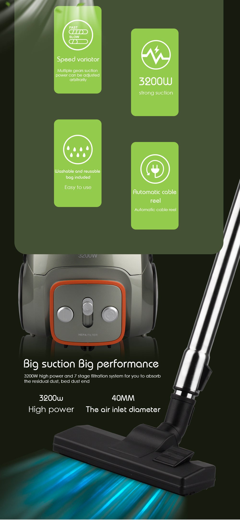 RAF Vacuum Cleaner Household Vacuum Cleaner for Bedroom and Living Room, Powerful Carpet Vacuum Cleaner with High Suction, Handheld Type