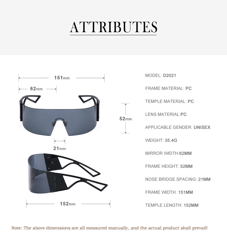 Outdoor Sports Cycling Glasses for Women, Colorful Integrated Windproof Sunglasses, Trendy European and American Style, Large Frame Sunshade and Sun Protection Sunglasses