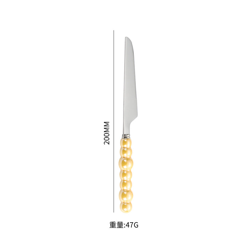 Stainless Steel Tableware Hotel Restaurant Pearl Ceramic Handle Knife Fork Spoon4Set of Western Steak Cutlery
