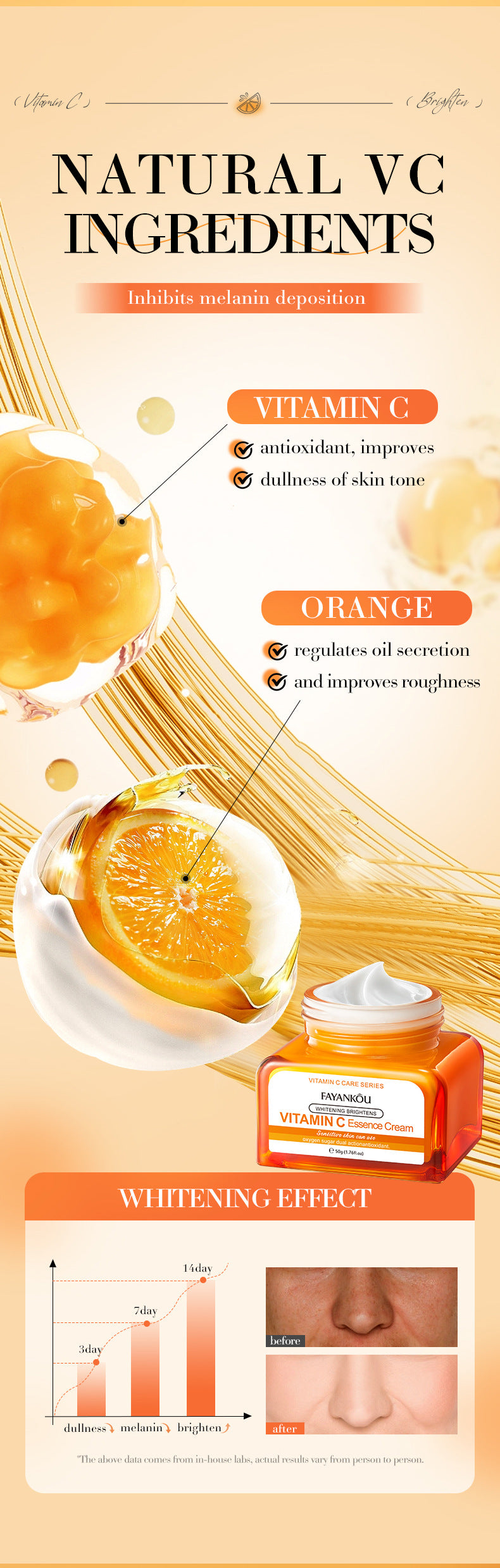 VC Whitening and Moisturizing Face Cream FAYANKOU Brightening and Moisturizing Essence Cream Cross-Border Wholesale