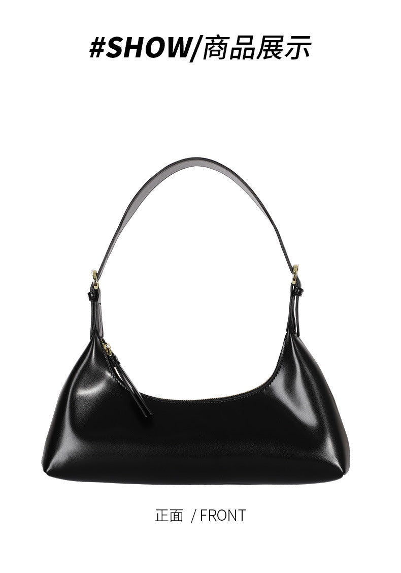Factory2024New Fashion Retro Soft Leather Underarm Bag Niche Design Simple Single Shoulder Commuter Bag