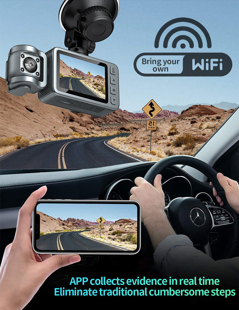 New Hd1080P Three-Channel Dash Cam wifi Mobile Phone Interconnect Car Dash Cam DashCam