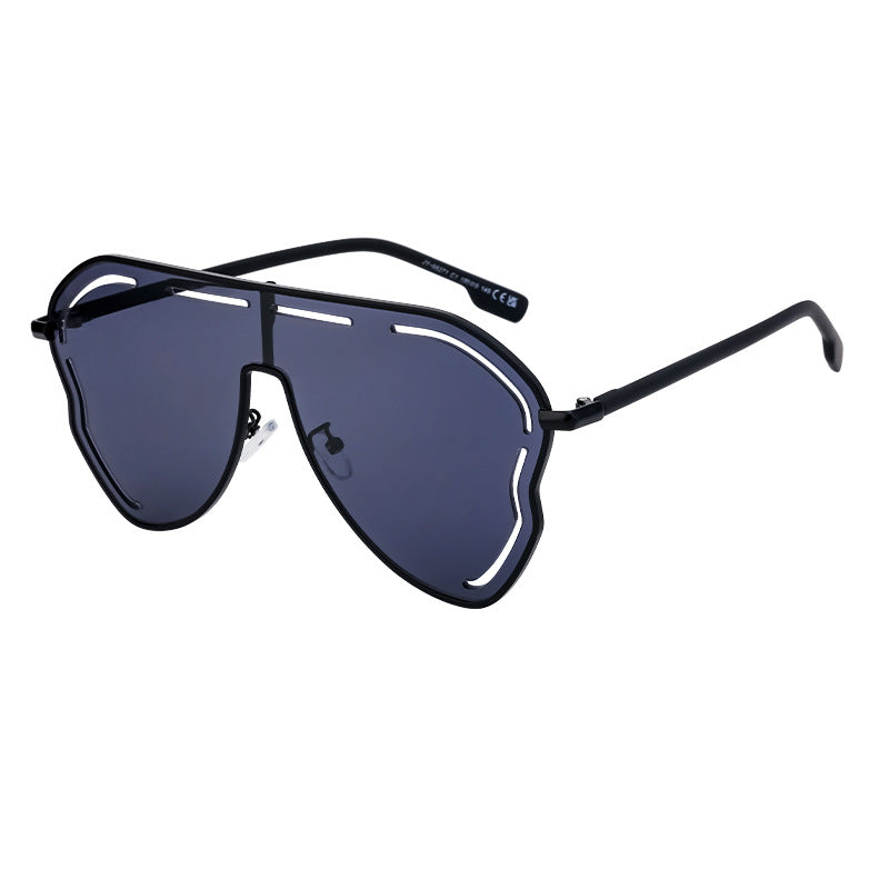 European and American Fashion Large Frame Sunglasses for Women, High-End Unique One-Piece Sunglasses, Trendy Wholesale sunglasses