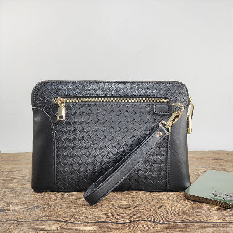 Men's Genuine Leather Handbag with Fingerprint Unlock, Clutch Bag with Password Lock, Business Fashion Portable Clutch
