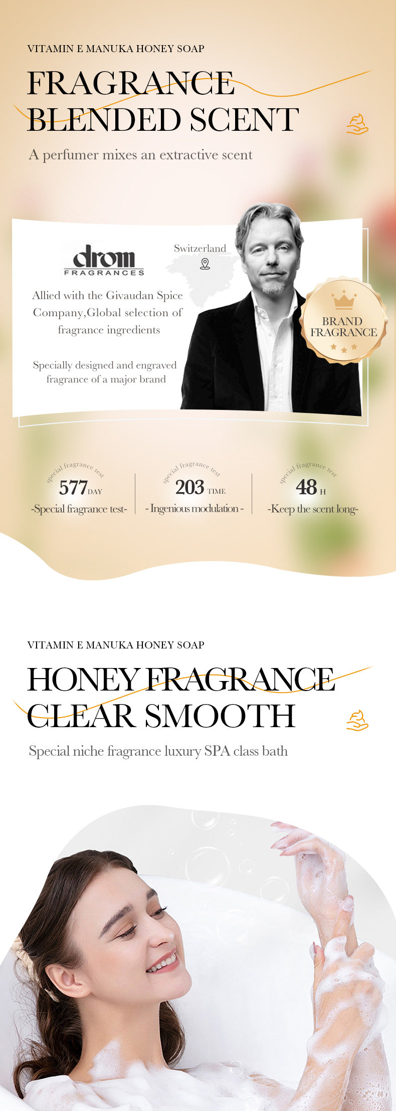 All English Vitamins E Soap BIOAOUA Honey Cleansing Bath Essential Oil Soap  Foreign Trade Wholesale