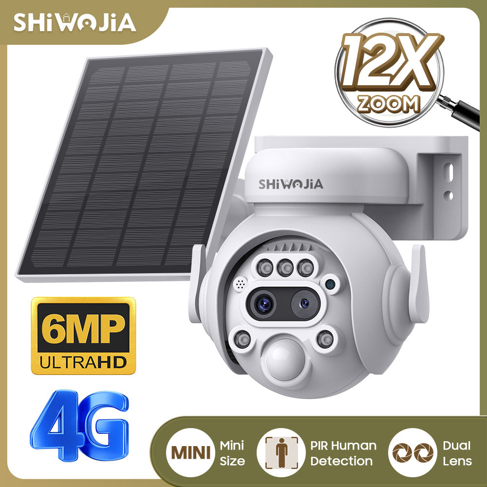 12Zoom6MP HD Garage Camera Outdoor4G Wireless infrared dual-lens remote warning camera