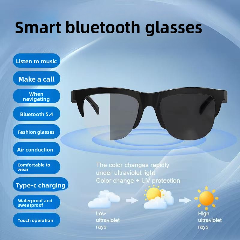 AI Binaural Smart Bluetooth Glasses Anti-ultraviolet Sports Bluetooth Headset Ultra-long Battery Life Smart Glasses