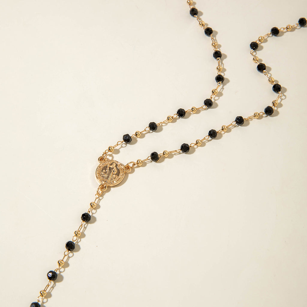 European and American Fashion Jewelry Beaded Tassel Double Layer Long Necklace Elegant Multi-layer Wear Y Type Necklace Ornament