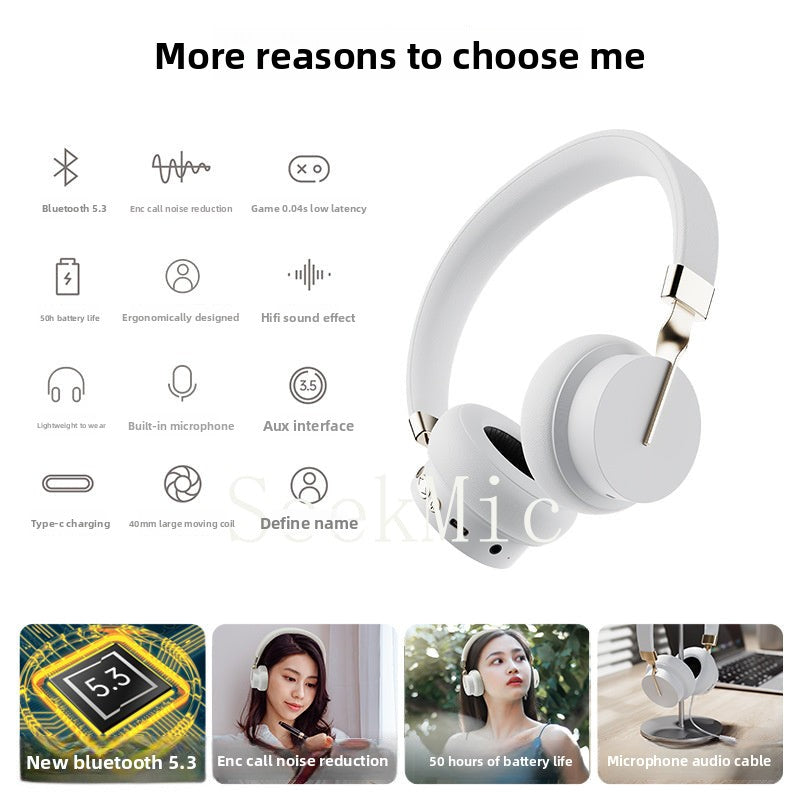 Hot-selling Noise-canceling Wireless Over-ear Bluetooth Headphones Long Battery Life High Sound Quality Gaming Headset Stereo