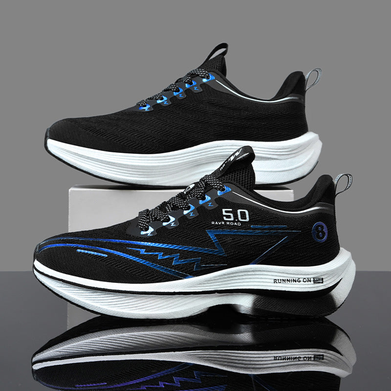 Carbon Plate Running Shoes Mesh Ultra-light Breathable Sports Shoes Men Couple All-match Casual Popcorn Running Shoes Breathable Lightweight