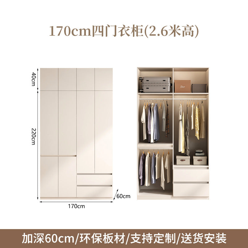 2025New Cream Style Wardrobe for Home Bedroom, Segmented Simple Modern Storage Cabinet, Large Coat Closet